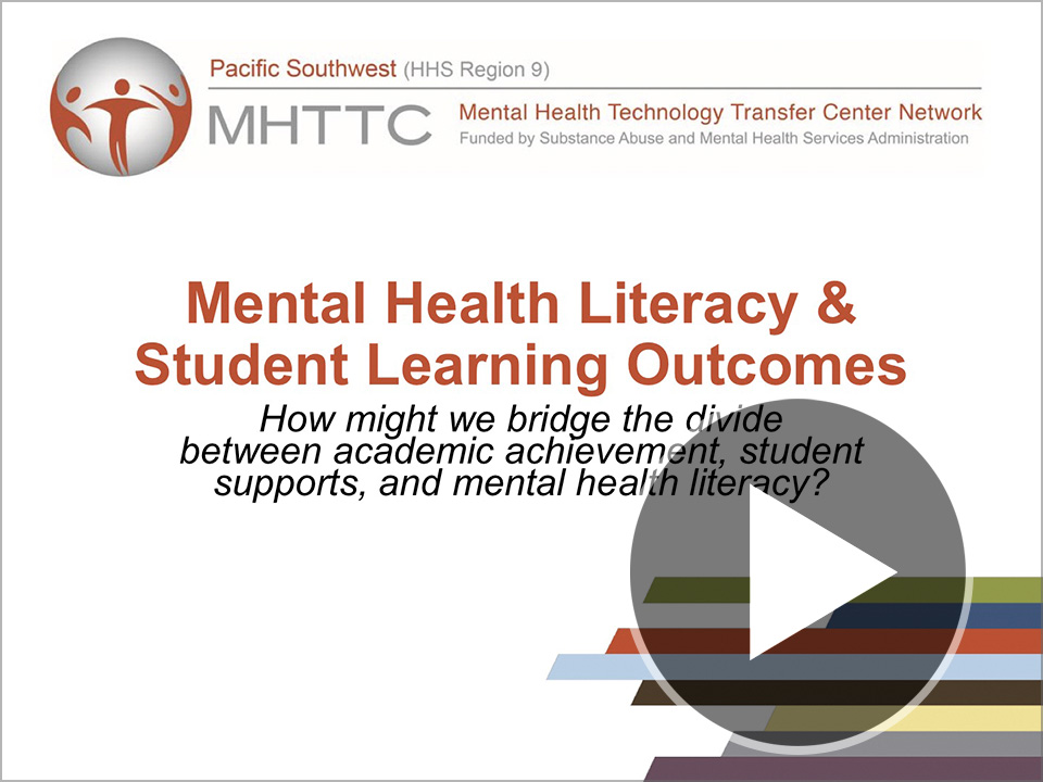 Title slide for Mental Health Literacy & Student Learning Outcomes Webinar 1