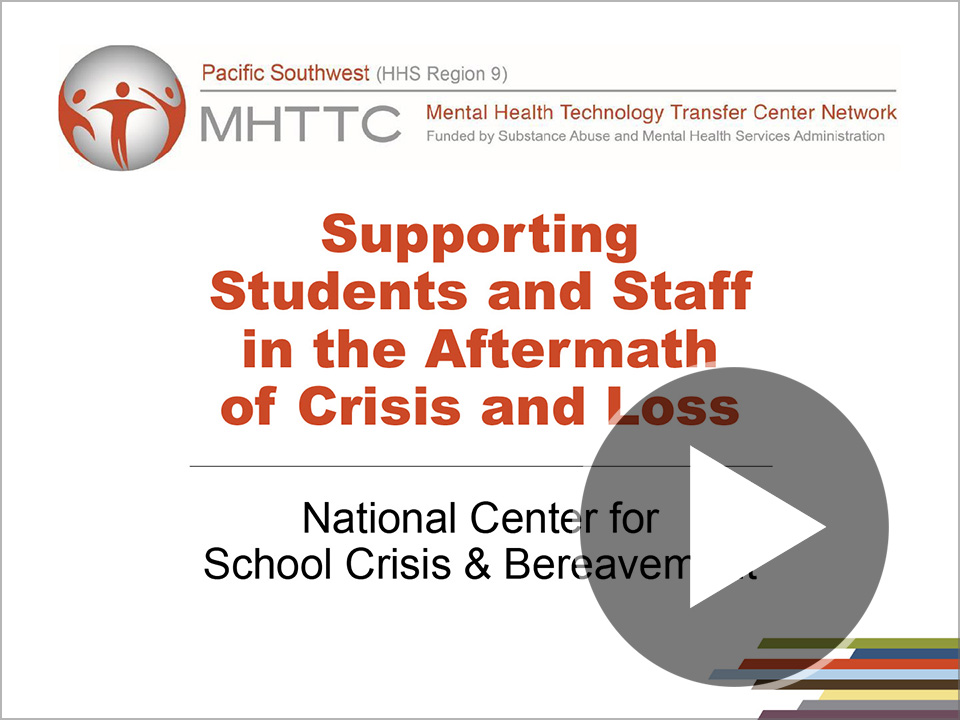 Title slide for Supporting Students and Staff in the Aftermath of Crisis and Loss