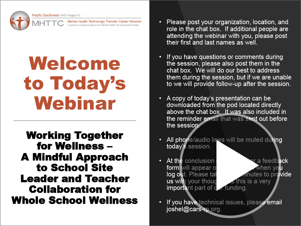 Title slide for Working Together for Wellness Webinar