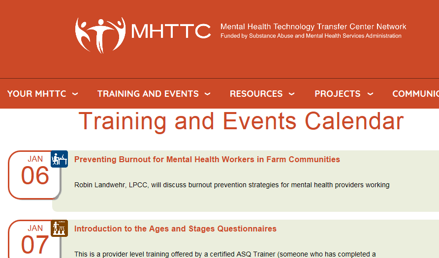 image of header for National MHTTC Events Calendar