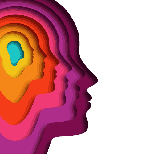 Multi-colored image of a face sillouette