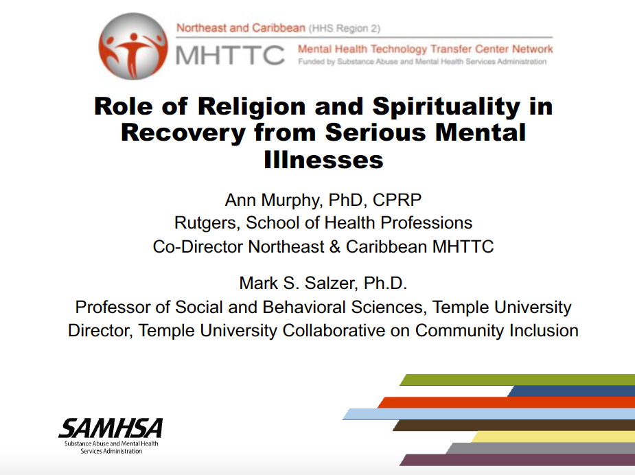 Role of Religion and Spirituality in Recovery Title Slide