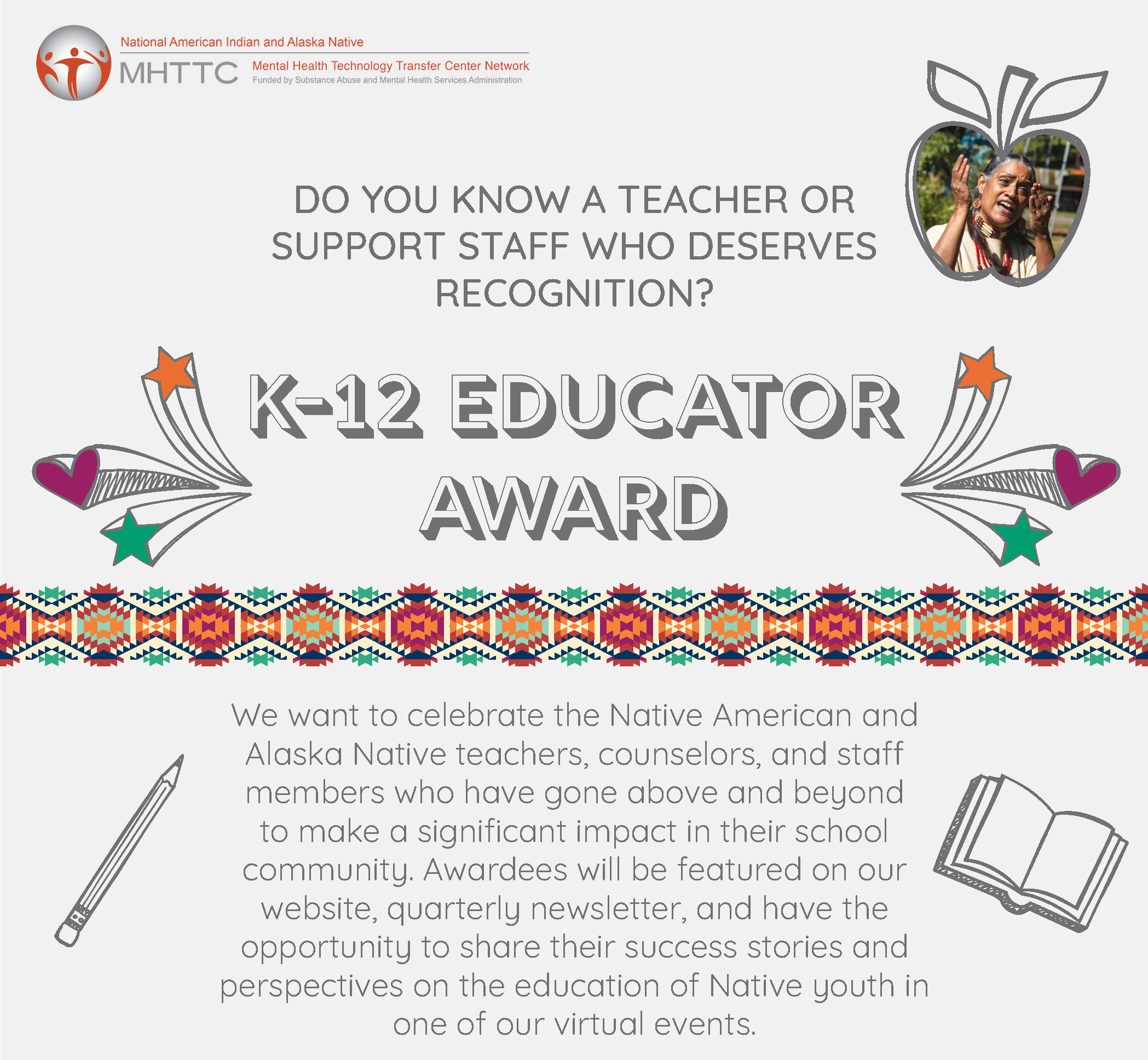 Flyer for K-12 NAIAN MHTTC Educator award