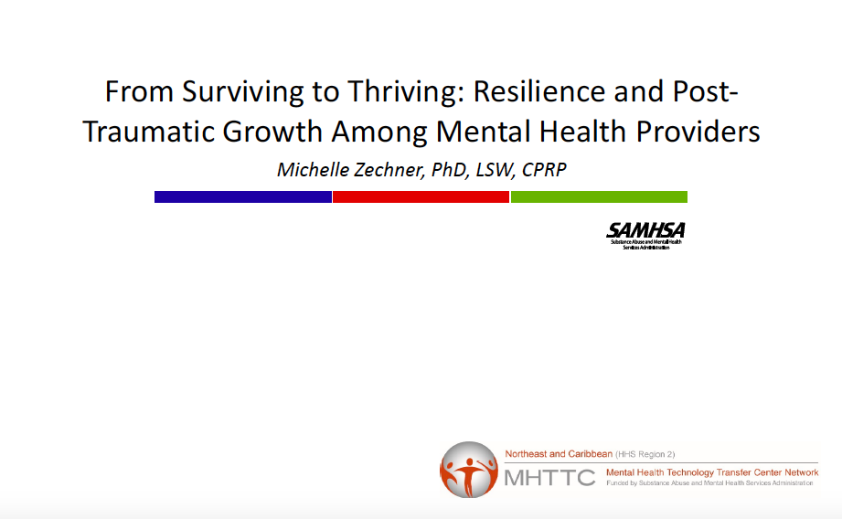 Resilience and Post-Traumatic Growth Among Mental Health Providers