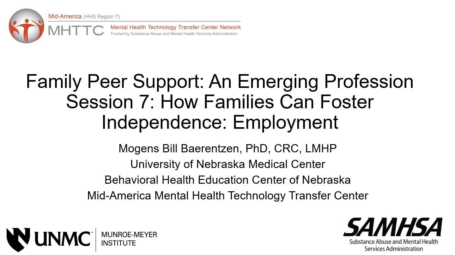 Family Peer Support-Employment Presentation Title Slide