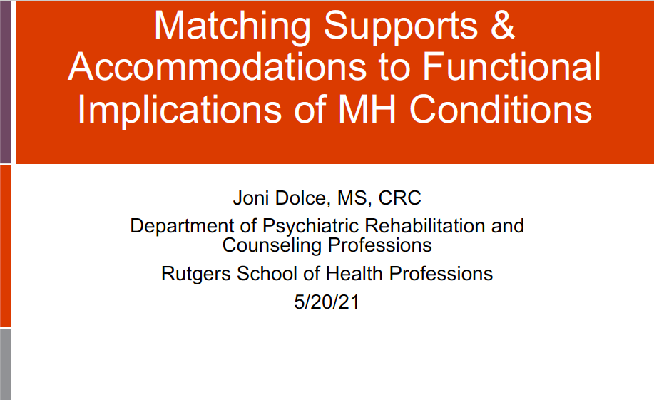 Matching Supports and Accommodations to Functional Implications of Mental Health Conditions