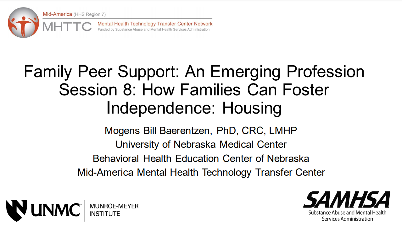 Family Peer Support: An Emerging Workforce: Housing Title Slide
