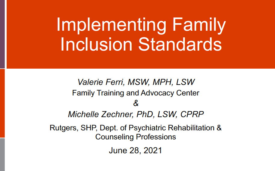Implementing Family Inclusion Standards