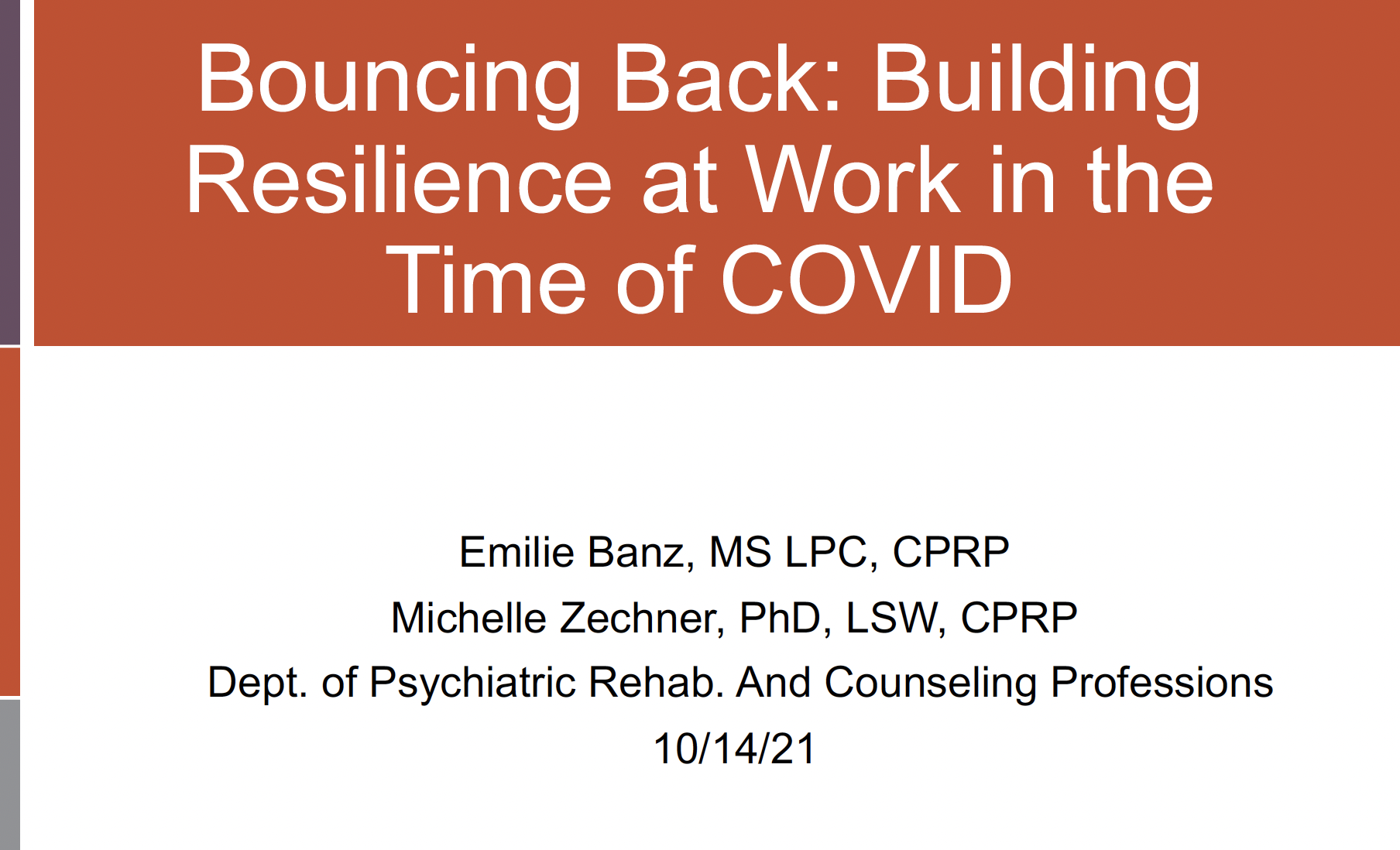 Bouncing Back: Building Resilience at Work in the Time of COVID
