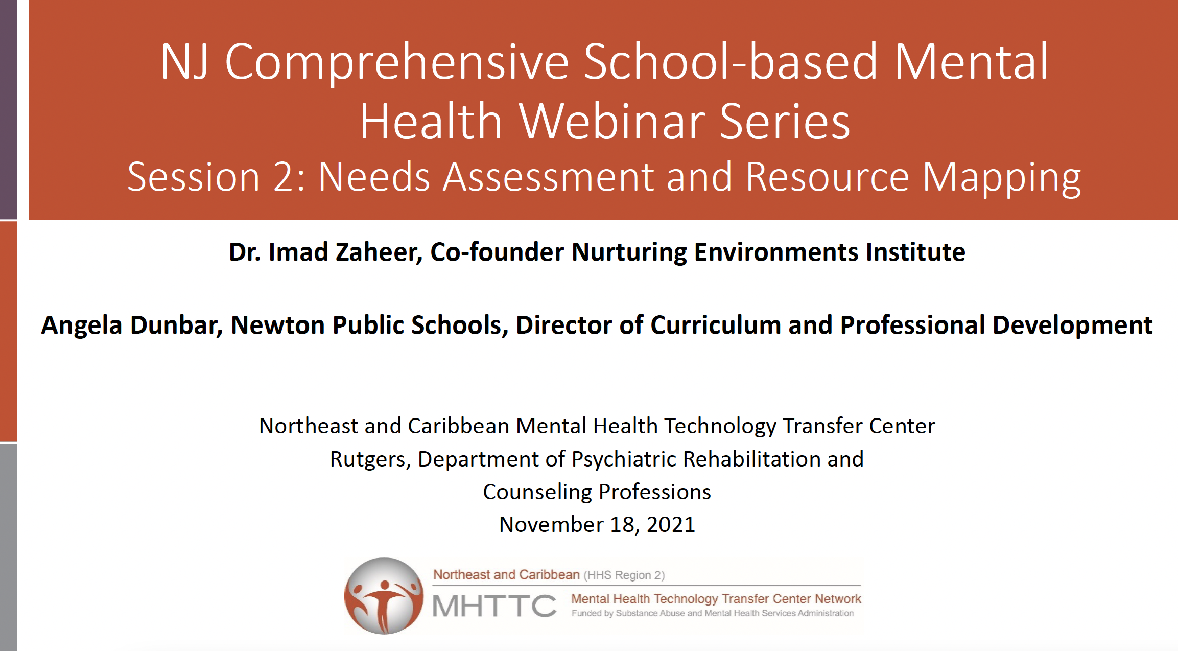 NJ Comprehensive School-Based Mental Health Webinar Series | Session 2: Needs Assessment and Resource Mapping