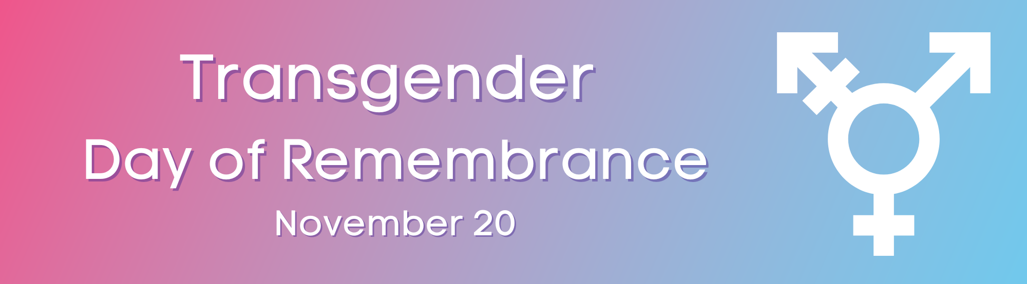 Decorative heading with the text: Transgender Day of Remembrance November 20