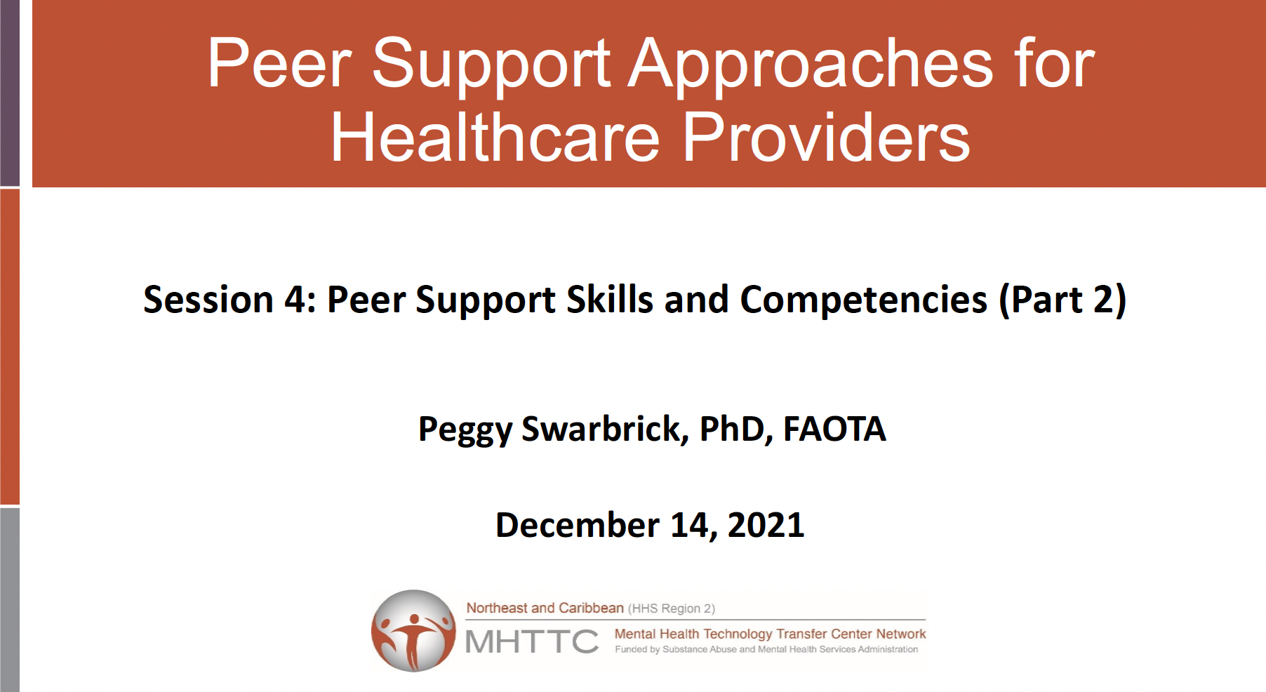 Peer Support Approaches for Healthcare Providers Session 4: Peer Support Skills and Competencies, Part 2