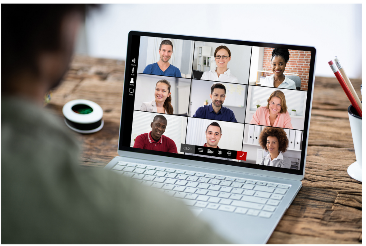 individual viewing virtual training on laptop