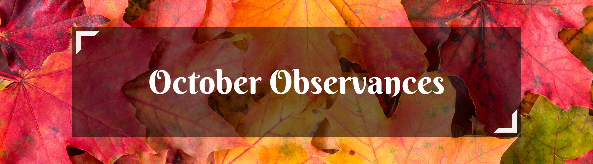 Image of a pile of fall leaves with the text October Observances