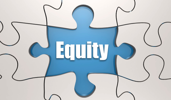 Puzzle piece with the word equity on it