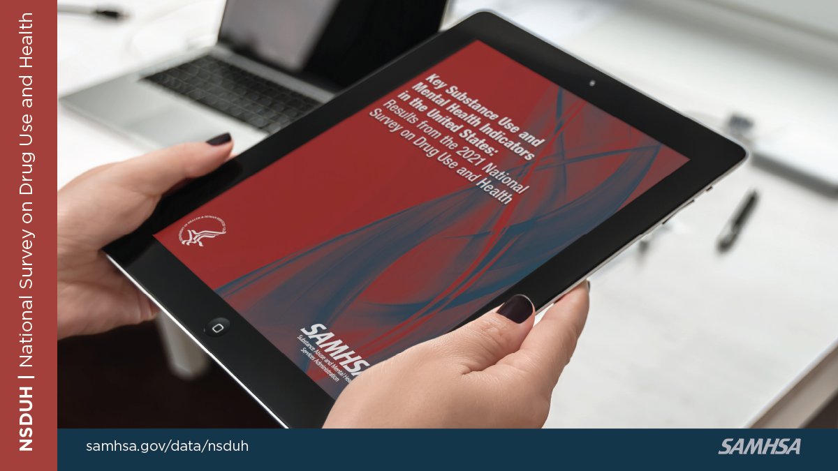 Tablet displaying results of national survey on drug use and health