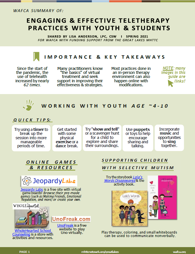 Desk Guide: Effective Teletherapy with Youth
