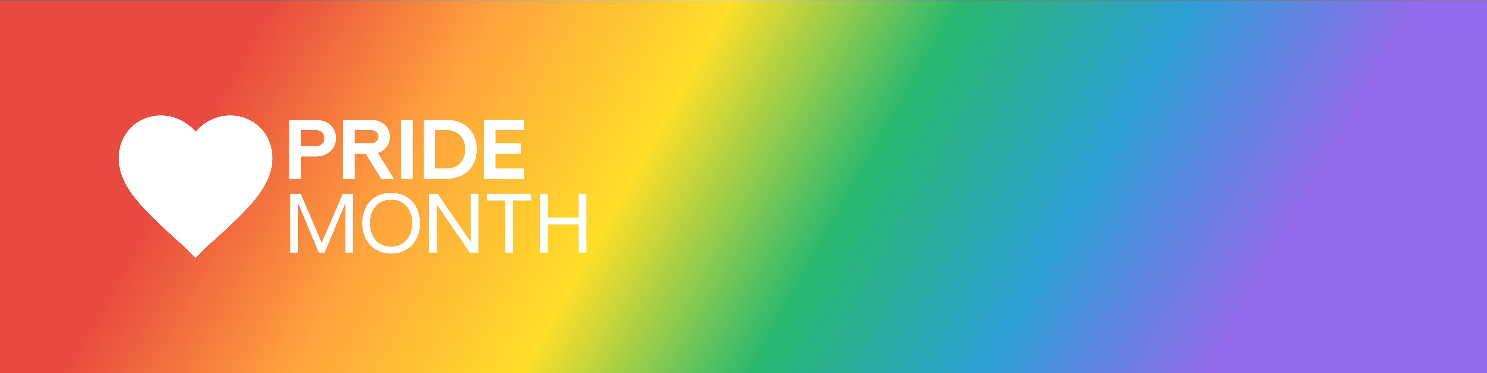 Image with rainbow background colors and the words Pride Month
