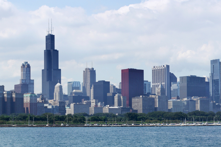 Chicago Skyline Over Lake Michigan 