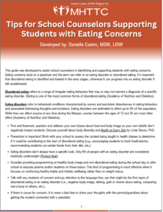 Title page image of the Tips for School Counselors Supporting Students with Eating Concerns guide.
